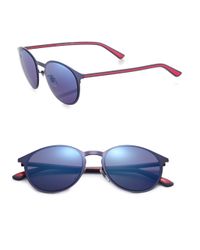 Gucci | Blue Mirrored Lens 52mm Round Sunglasses | Lyst