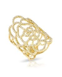Anne Sisteron - Metallic 14kt Yellow Gold Diamond Camellia Flower Ring - Lyst