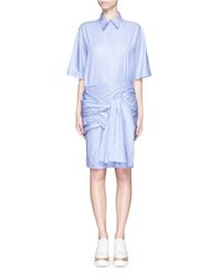 Stella McCartney | Blue 'martine' Wrap Sash Tie Houndstooth Shirt Dress | Lyst