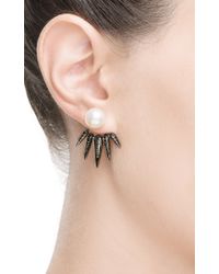 Nikos Koulis | Black Detachable White Pearl and White Diamonds Spectrum Collection Spike Earrings | Lyst