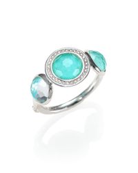 Ippolita | Blue Quartz, Turquoise, Diamond & Sterling Silver Trio Ring | Lyst