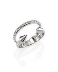 Vita Fede | Metallic Ultra Mini Titan Crystal Two-row Ring/silvertone | Lyst