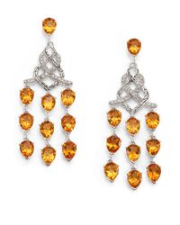 John Hardy | Orange Classic Chain Citrine, Diamond & Sterling Silver Chandelier Earrings | Lyst