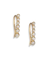 Mizuki | Metallic Diamond & 14k Yellow Gold Long Bar Earrings | Lyst