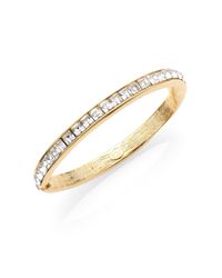 Kenneth Jay Lane | Metallic Square-cut Hinged Bangle Bracelet/clear | Lyst