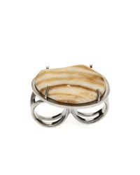 Alexander McQueen | Metallic White Tiger Stone Double Ring | Lyst