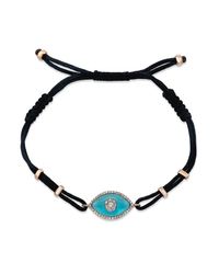 Anne Sisteron - 14kt Rose Gold Diamond Blue Topaz Evil Eye Macrame Bracelet - Lyst