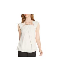 Halston | White Chain Neck Crepe Top | Lyst
