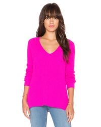 Autumn Cashmere Pink Shaker Stitch V Neck Sweater