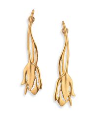 Oscar de la Renta | Metallic Delicate Tulip Drop Earrings | Lyst