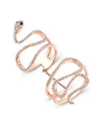 Anne Sisteron - Pink 14kt Rose Gold Diamond Blue Sapphire Snake Connector Ring - Lyst