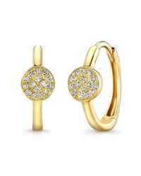 Anne Sisteron - Metallic 14kt Yellow Gold Diamond St. Tropez Mini Hoop Disc Earrings - Lyst