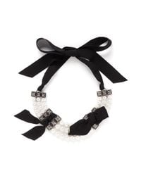 Lanvin | White Faux Pearl Grosgrain Ribbon Choker Necklace | Lyst