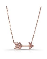 Anne Sisteron - Pink 14kt Rose Gold Diamond Large Arrow Necklace - Lyst