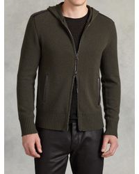John Varvatos | Green Cashmere Zip Front Hoodie for Men | Lyst