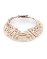 Brunello Cucinelli | Metallic River Stone, Silver & Leather Choker Necklace | Lyst