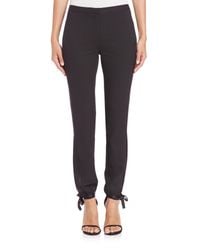 Halston | Black Tie-ankle Gabardine Pants | Lyst