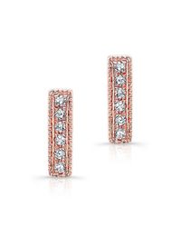 Anne Sisteron - Pink 14kt Rose Gold Diamond Mini Bar Earrings - Lyst