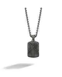 John Hardy | Small Octagon Cross With Black Oxidation Tag Pendant On Round Link Chain for Men | Lyst