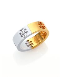 Tory Burch | Metallic Dipped Pierced T Logo Cutout Ring | Lyst