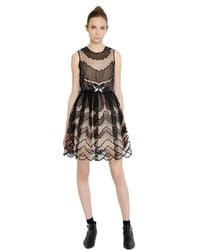 RED Valentino | Black Embroidered Tulle & Organza Dress | Lyst