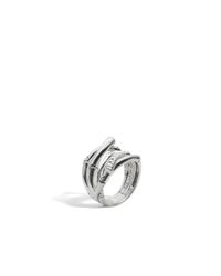 John Hardy | Metallic Bamboo Ring In Silver With Diamonds | Lyst
