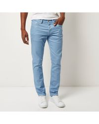 River Island Blue Light Wash Dylan Slim Fit Jeans for men