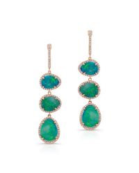 Anne Sisteron | Metallic 14kt Yellow Gold Blue Opal Diamond Triple Drop Earrings | Lyst