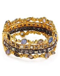 Alexis Bittar | Multicolor Swarovski Crystal Accented Semiprecious Multistone Bangle Bracelet | Lyst