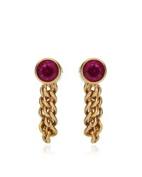 Janis Savitt | Metallic Chain Hoop Ruby Earrings | Lyst