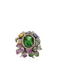 Wendy Yue | Green Colorful Sapphire Flower Ring | Lyst