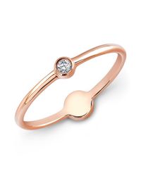 Anne Sisteron - Pink 14kt Rose Gold Diamond Mini Disc Ring - Lyst
