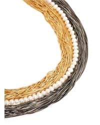 Iosselliani | Multicolor Flat Snake Chain And Pearl Necklace | Lyst