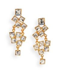 Kenneth Jay Lane | Metallic Square-cut Cluster Chandelier Earrings/clear | Lyst