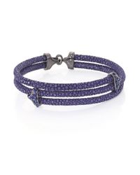 Stinghd | Blue Sapphire, Blackened Silver & Stingray Triangle Wrap Bracelet for Men | Lyst