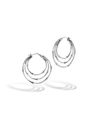 John Hardy | Metallic Bamboo Medium Side Facing Orbital Hoop Earrings | Lyst