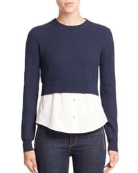 Marc By Marc Jacobs | Blue Superfelt Wool & Stretch-cotton Combo Top | Lyst