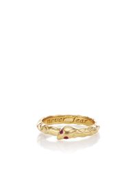 Monica Rich Kosann | Metallic 18k Yellow Gold And Ruby Snake Poesy Ring | Lyst