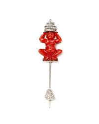 Fd Gallery | Red Vintage Art Deco Carved Coral and Diamond Jabot Brooch By Lacloche | Lyst