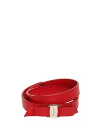 Ferragamo | Red Double Wrap Leather Bracelet | Lyst