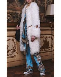 Roberto Cavalli | Blue Day Dream Printed High Rise Straight Leg Pants | Lyst