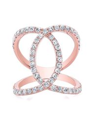 Anne Sisteron - Pink 14kt Rose Gold Diamond Luxe Cigar Band Ring - Lyst