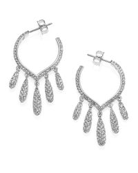 Adriana Orsini | Metallic Teardrop Fringe Hoop Earrings | Lyst