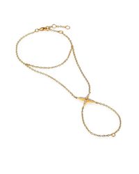 Elizabeth and James | Metallic Kara Pavé White Topaz Finger Bracelet | Lyst