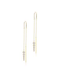 Anne Sisteron - 14kt Yellow Gold Bezel Set Diamond Threader Earrings - Lyst