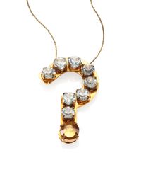 Stella McCartney | Metallic Jeweled Question Mark Pendant Necklace | Lyst