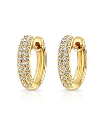 Anne Sisteron | Metallic 14kt Yellow Gold Diamond Huggie Earrings | Lyst