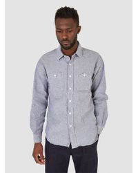 Engineered Garments Work Shirt Blue Cotton Chambray for men