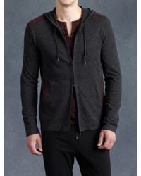 John Varvatos | Black Cotton Zip Front Hoodie for Men | Lyst