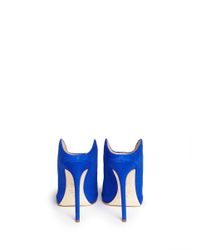 Giuseppe Zanotti | Blue 'Francia' Suede Peep Toe Mules | Lyst